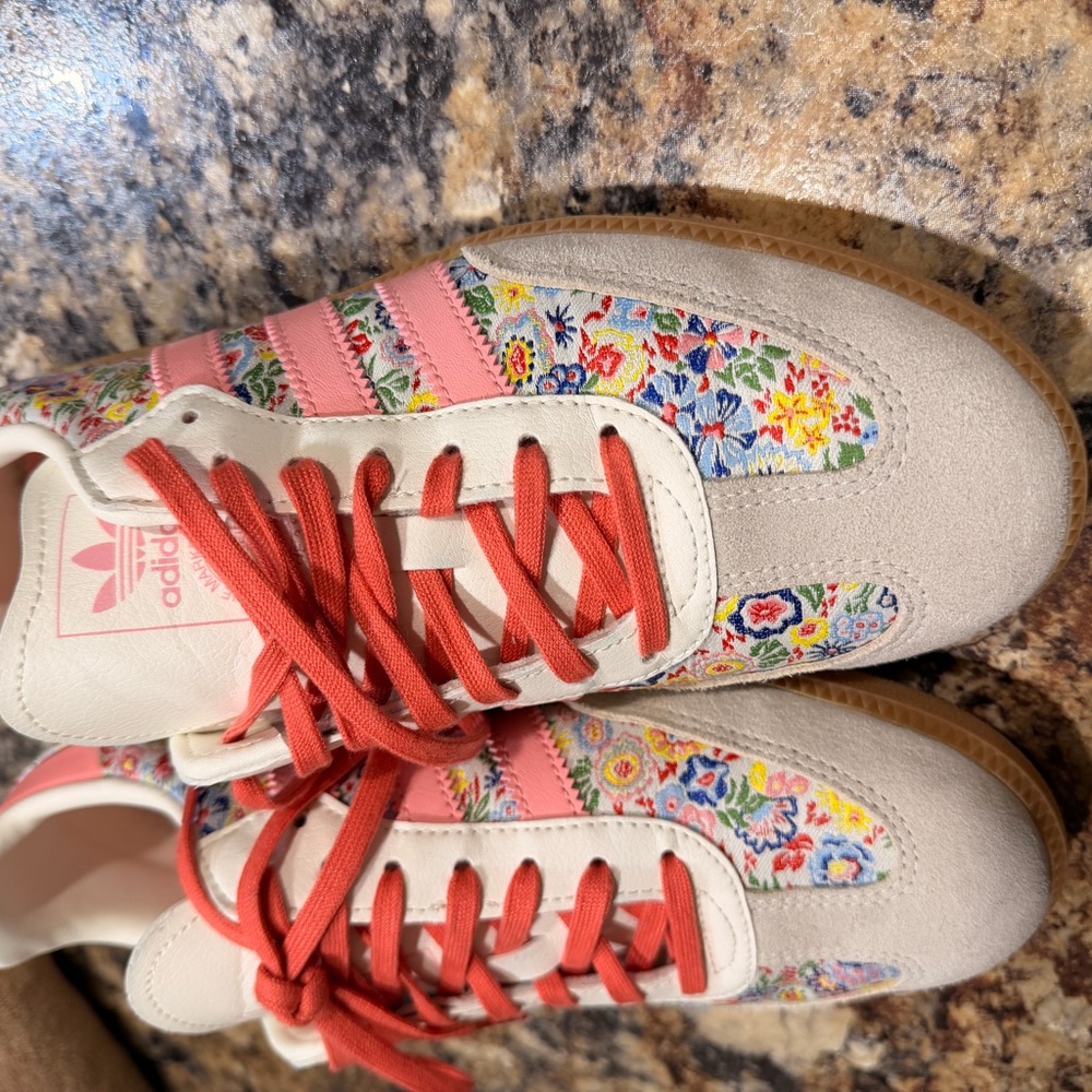 adidas Floral Accent Sneakers in Coral, Cream, Pink and Gray - Picture 5 of 5